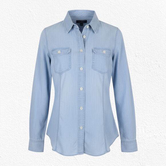 Vintage Woolrich Light Wash Denim Classic Button Down Womens Blouse Size XS - Picture 1 of 7